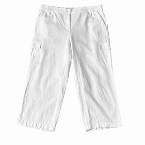 Talbots Linen Cotton Blend White Capris Women's Size 12